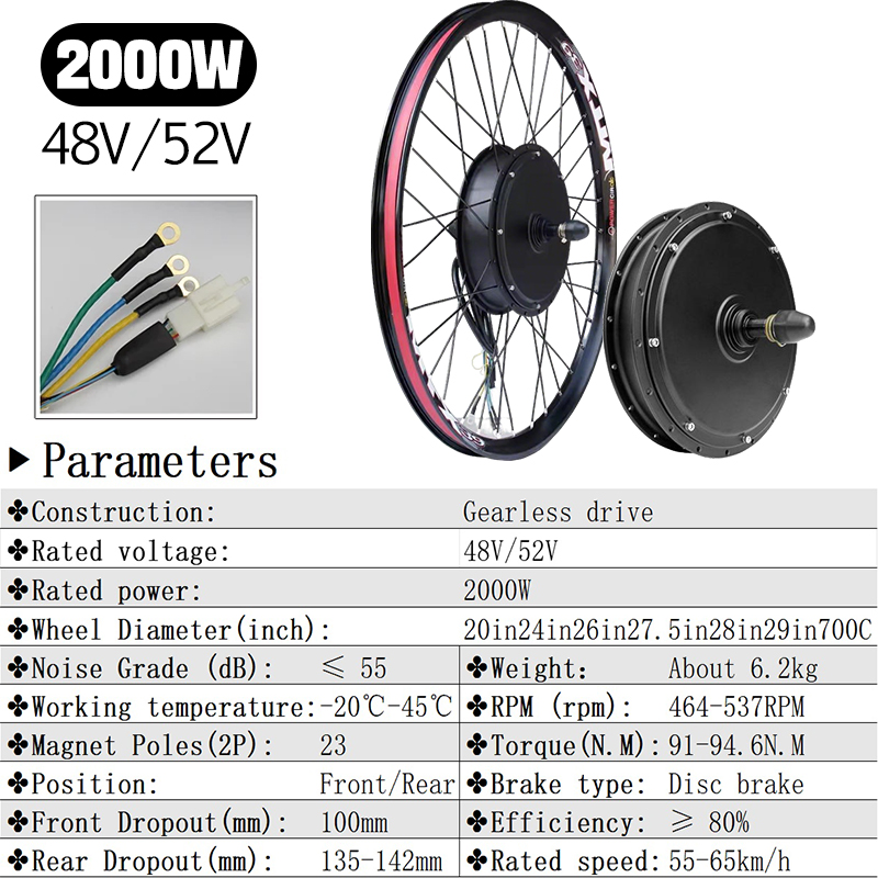 MTX 48V52V 2000W E-bike motorw - Ebike Conversion Kit 72V 3000W recensie en prijs
