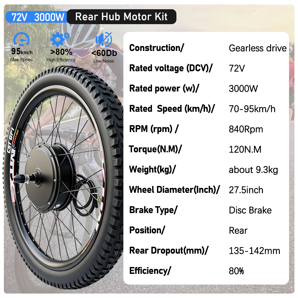 72V 3000W MTX Rim Elektrische  - Ebike Conversion Kit 72V 3000W recensie en prijs