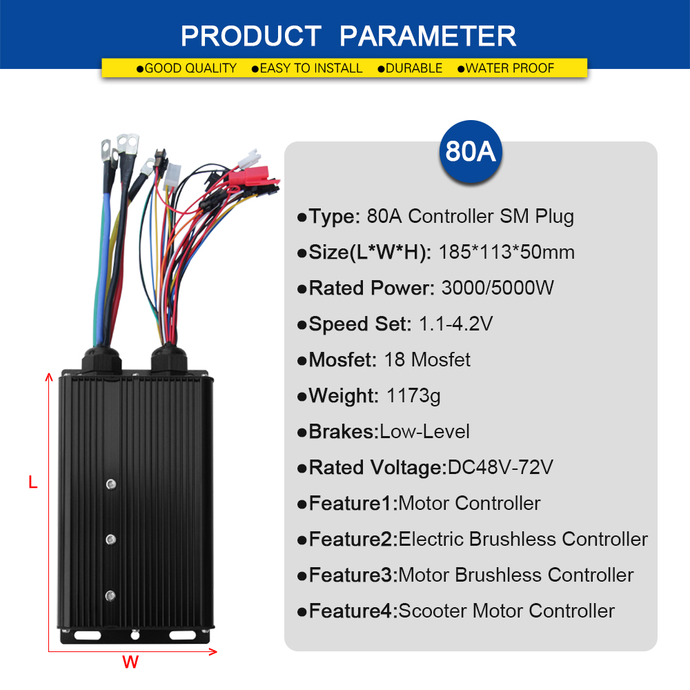 E-bike Sinusgolfcontroller 48V - Sine Wave Controller 48V 72V 80A recensie en prijs